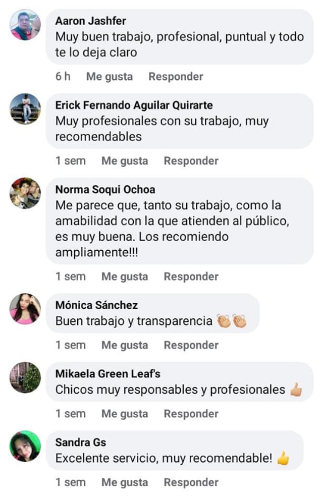 Comentario positivo de cliente en Facebook
